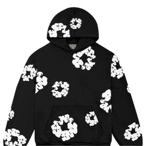 Black Denim Tears Hoodie with White Floral Print